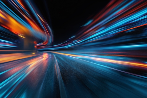 Panoramic high speed technology in big city concept